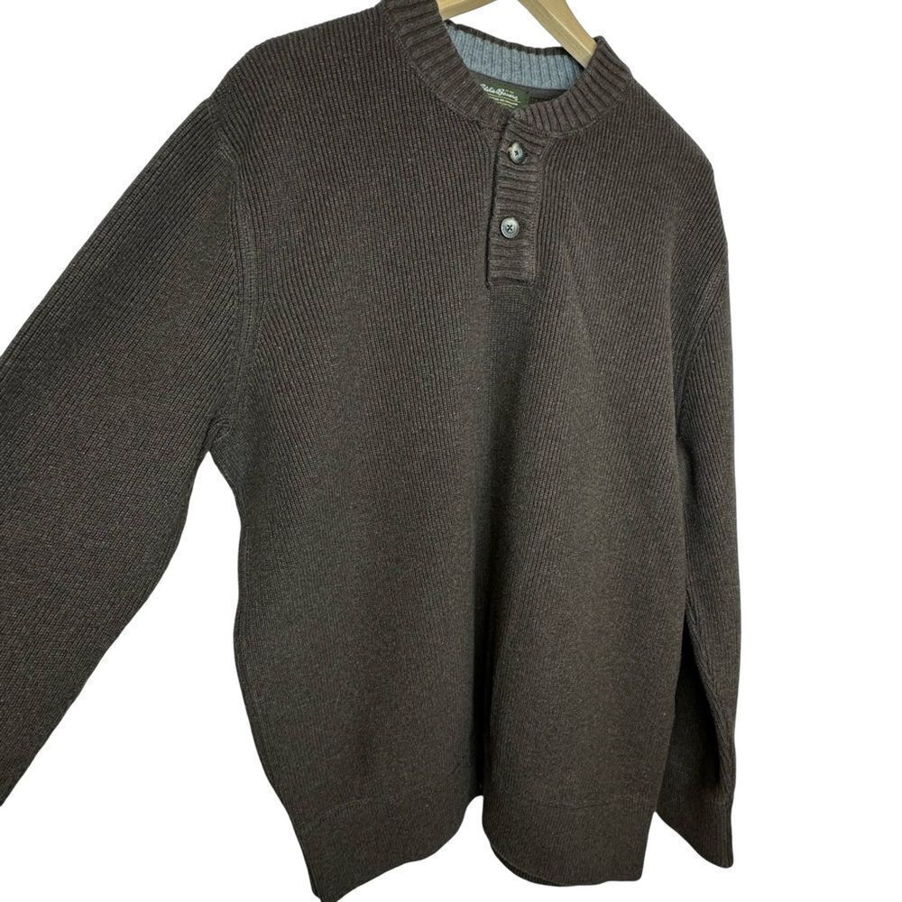 EDDIE BAUER 100% Cotton Classic Brown Crewneck Sweater Size XXL